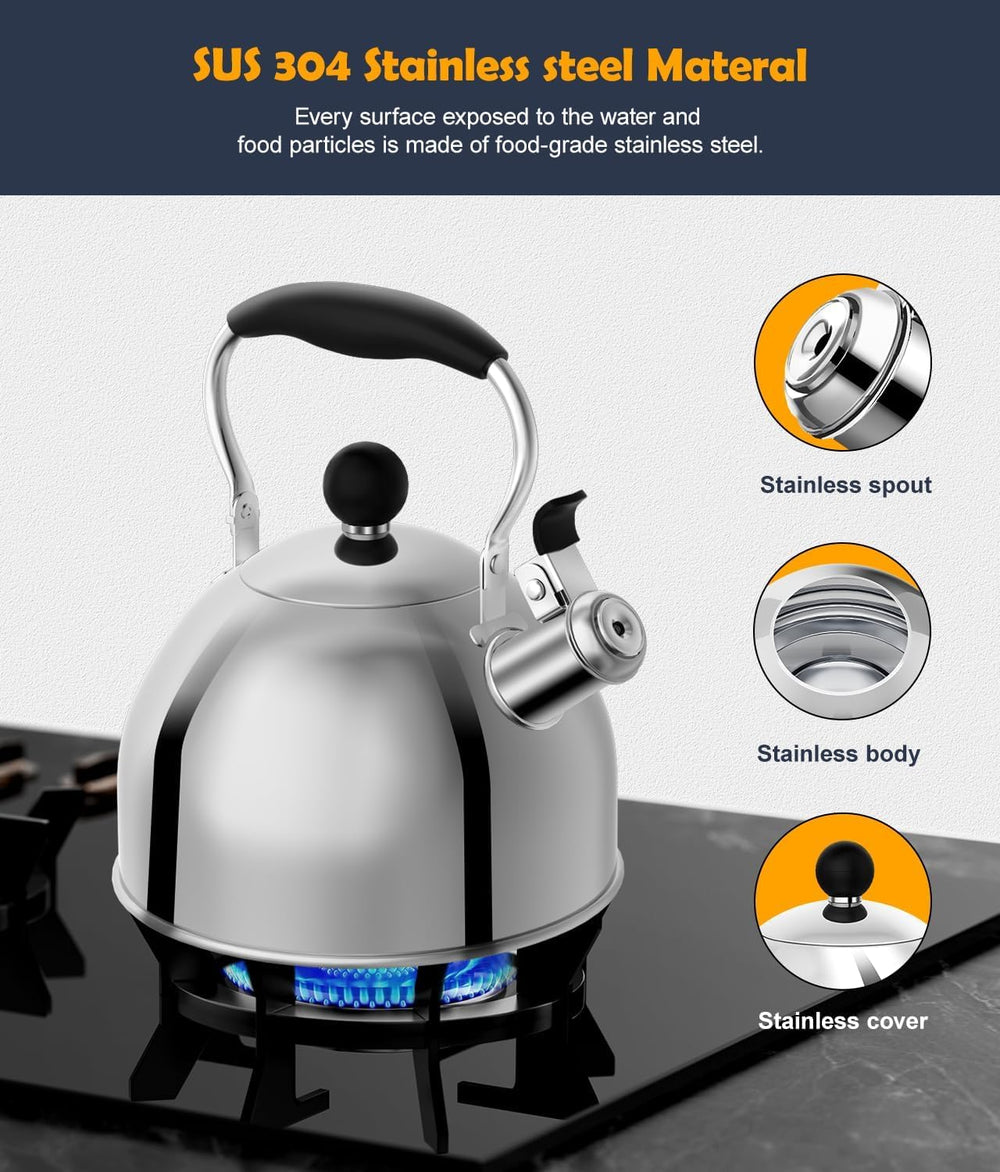 AMFOCUS tea kettle lid detail shows secure self-sealing design.