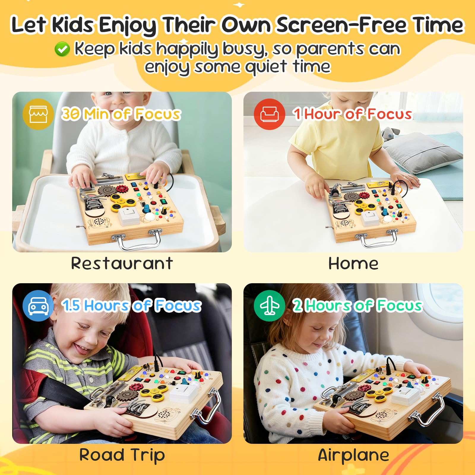 AMGAMGTS wooden busy board buttons for hands-on exploration