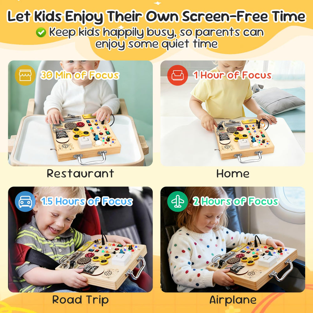 AMGAMGTS wooden busy board buttons for hands-on exploration