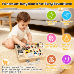 AMGAMGTS wooden busy board with fidget spinner for focused play