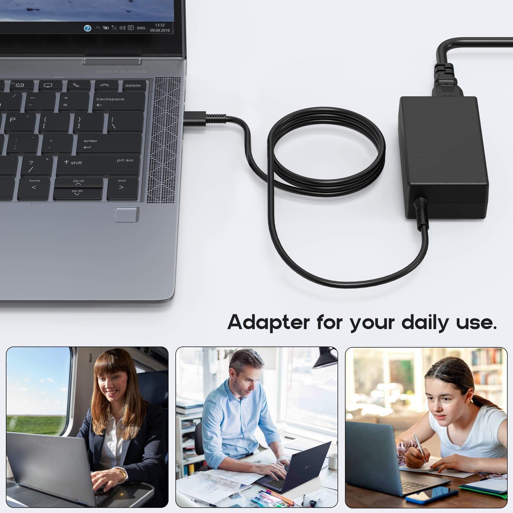 amguog 65W USB-C charger with coiled cable supports tidy, portable charging.