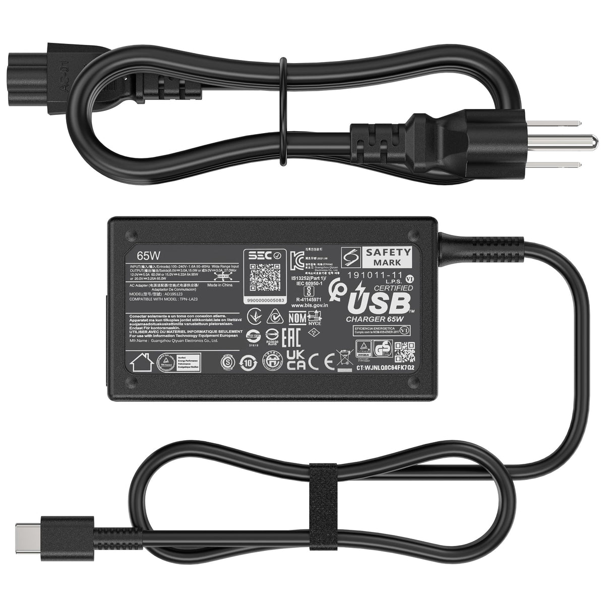 amguog 65W USB-C charger for HP EliteBook connection delivers reliable power while traveling.