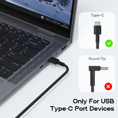 amguog 65W USB-C charger side profile shows slim design for desk-friendly charging.