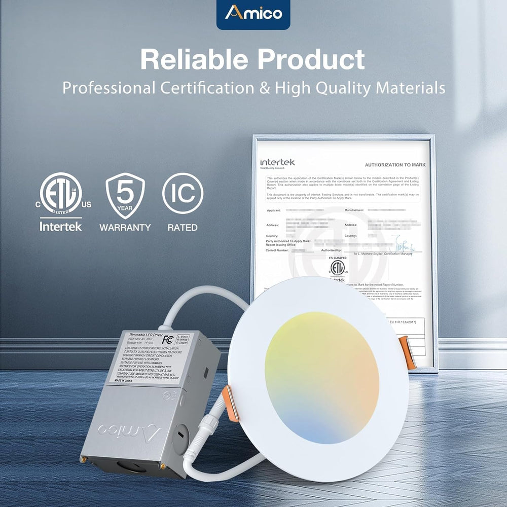 Amico ETL and FCC certified for safety and reliability.