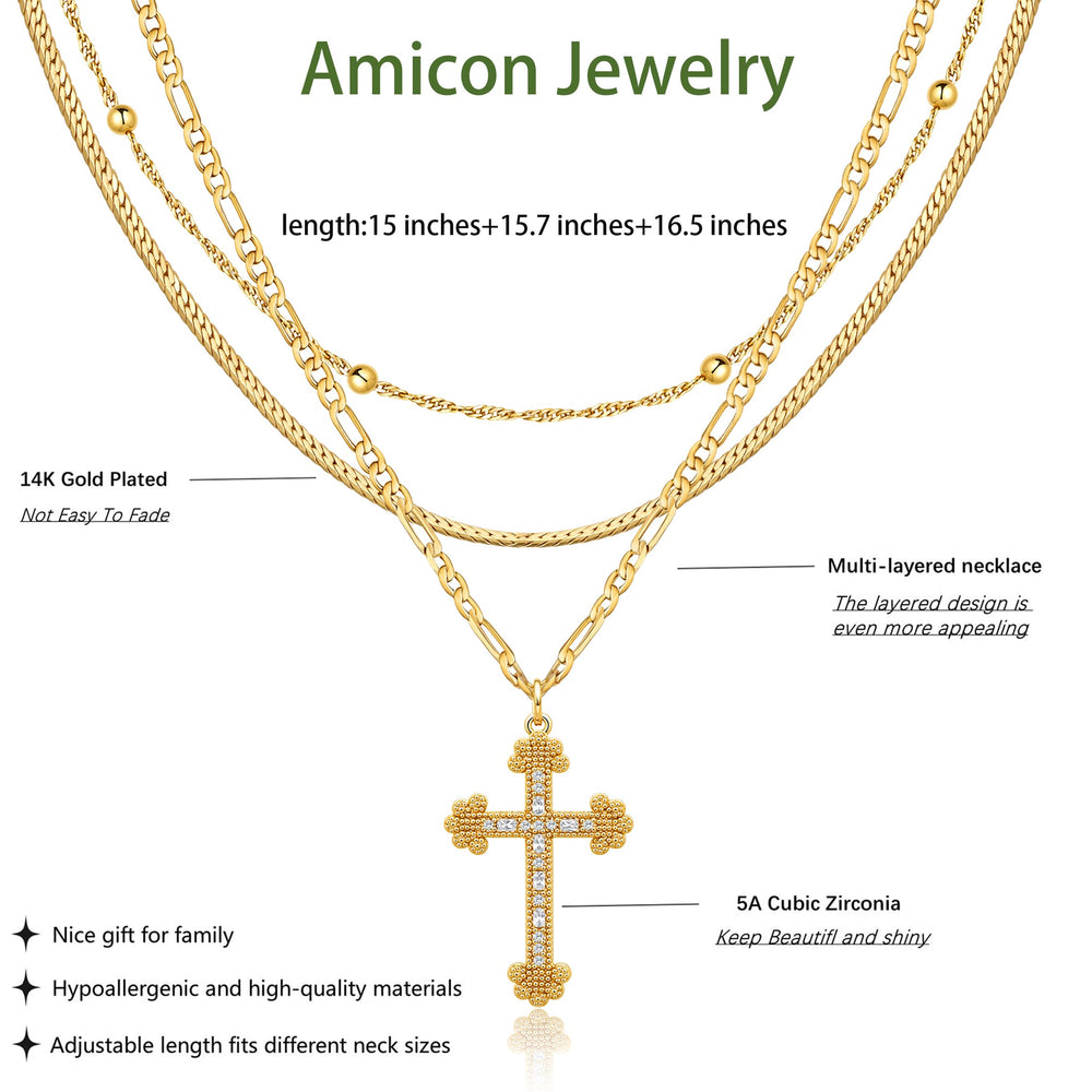 Amicon everyday wear cross necklace for casual outfits