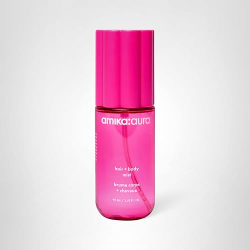 Amika Aura bottle close-up with brand logo for authentic fragrance