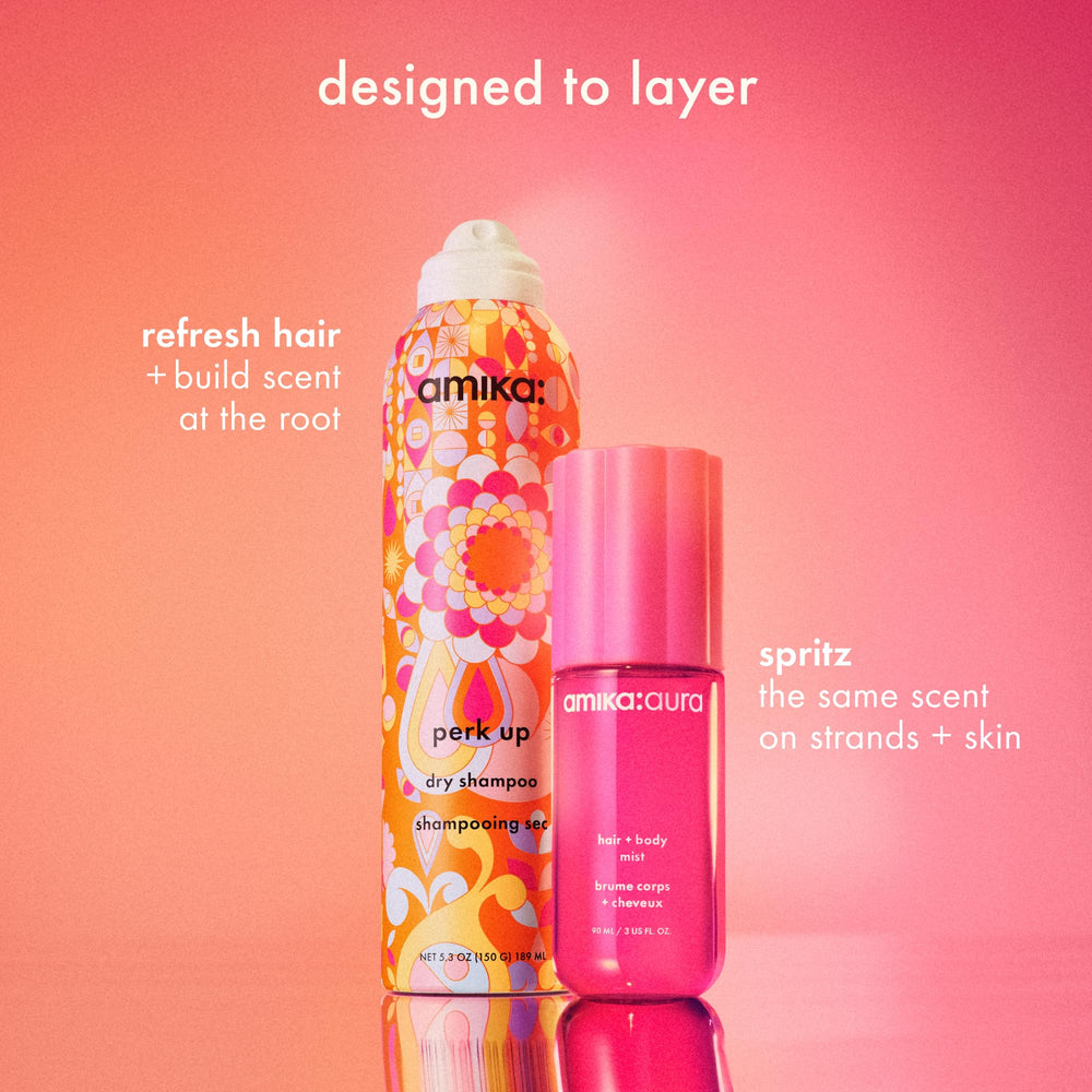 Amika Aura spray bottle close-up highlighting premium mist