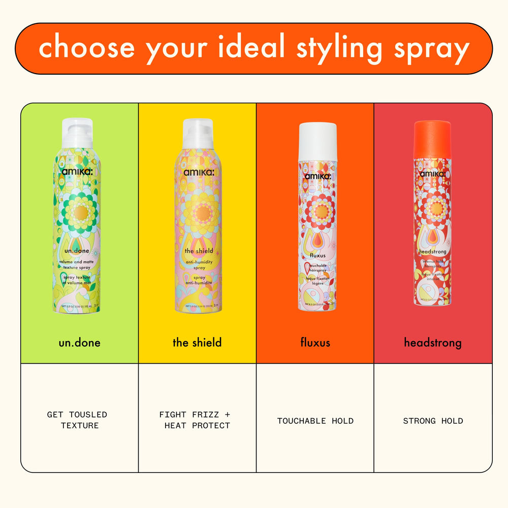 Amika Headstrong hair-styling application captures precise hold without stiffness.
