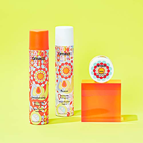 Amika Headstrong hairspray packaging box suitable for travel.