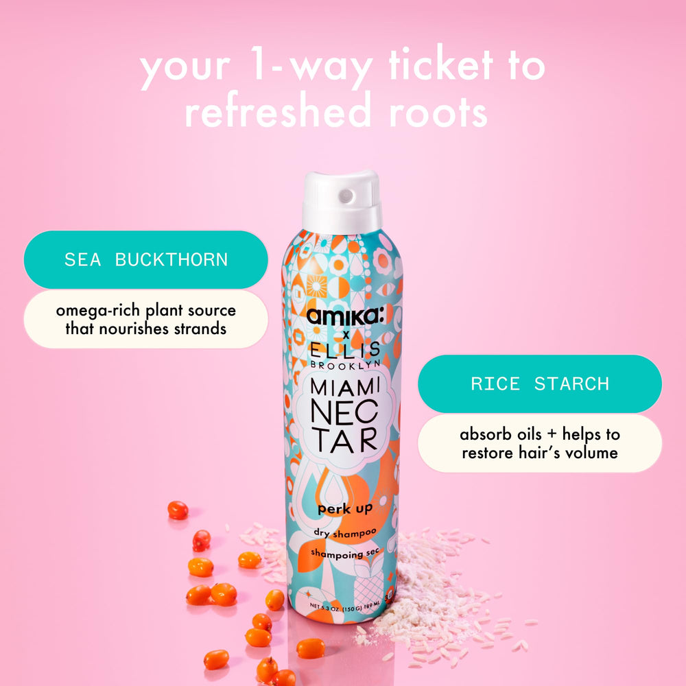 Amika Miami Nectar Perk Up travel-friendly bottle for on-the-go touchups.