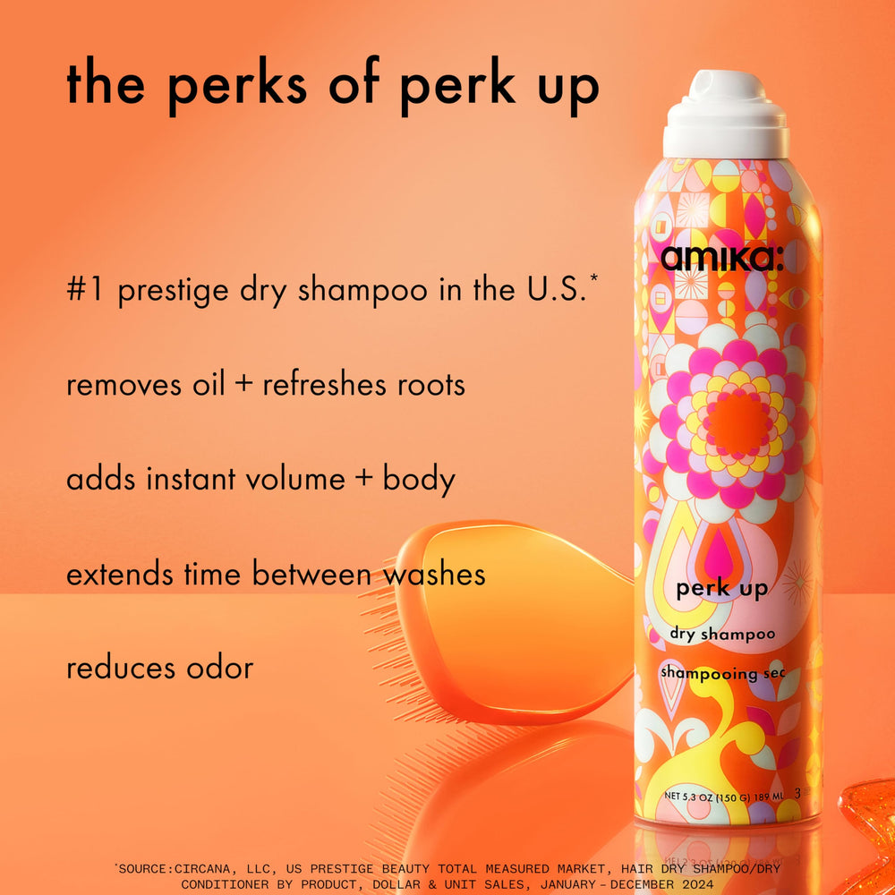 Amika Perk Up Dry Shampoo oil absorption for a refreshed, non-greasy look