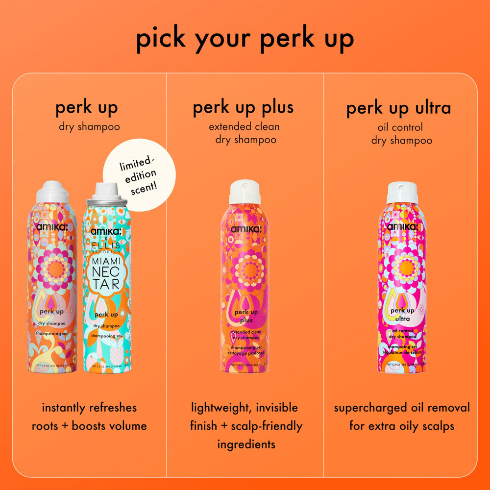 Amika Perk Up Dry Shampoo quick-drying spray for fast refresh