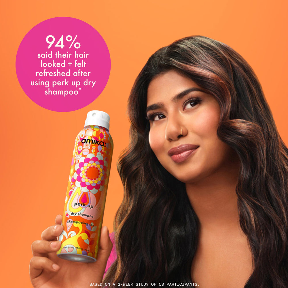 Amika Perk Up Dry Shampoo talc-free formula for clean-feeling roots