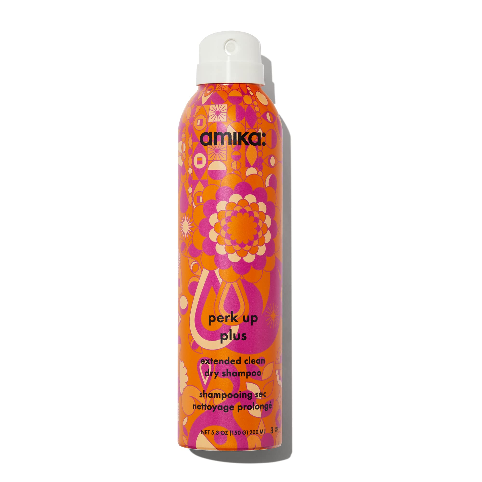 Amika Perk Up Plus dry shampoo bottle for instant scalp refresh and extended hair freshness.