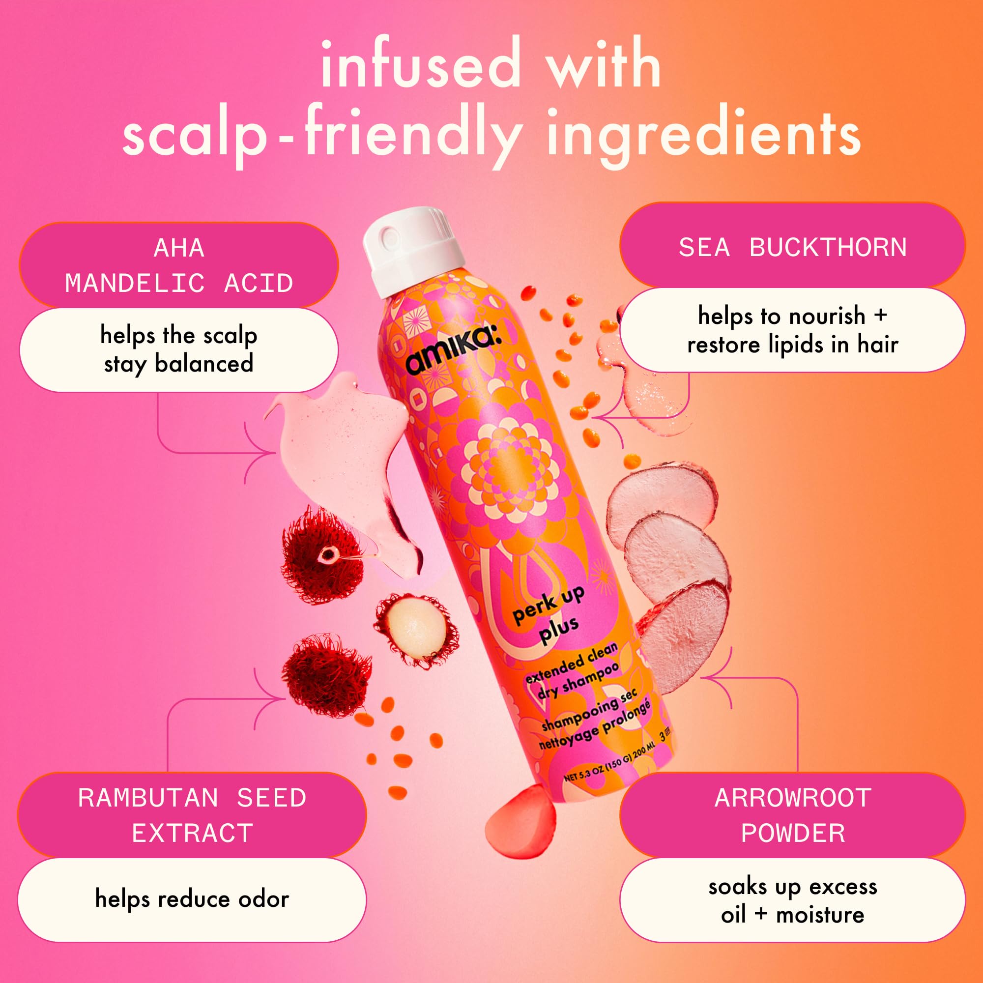 Amika Perk Up Plus oil absorption action reduces greasiness between washes.