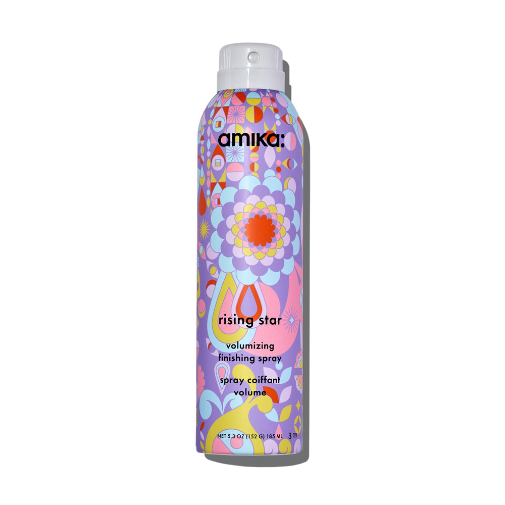 Amika Rising Star bottle front view showing instant root lift at the crown.