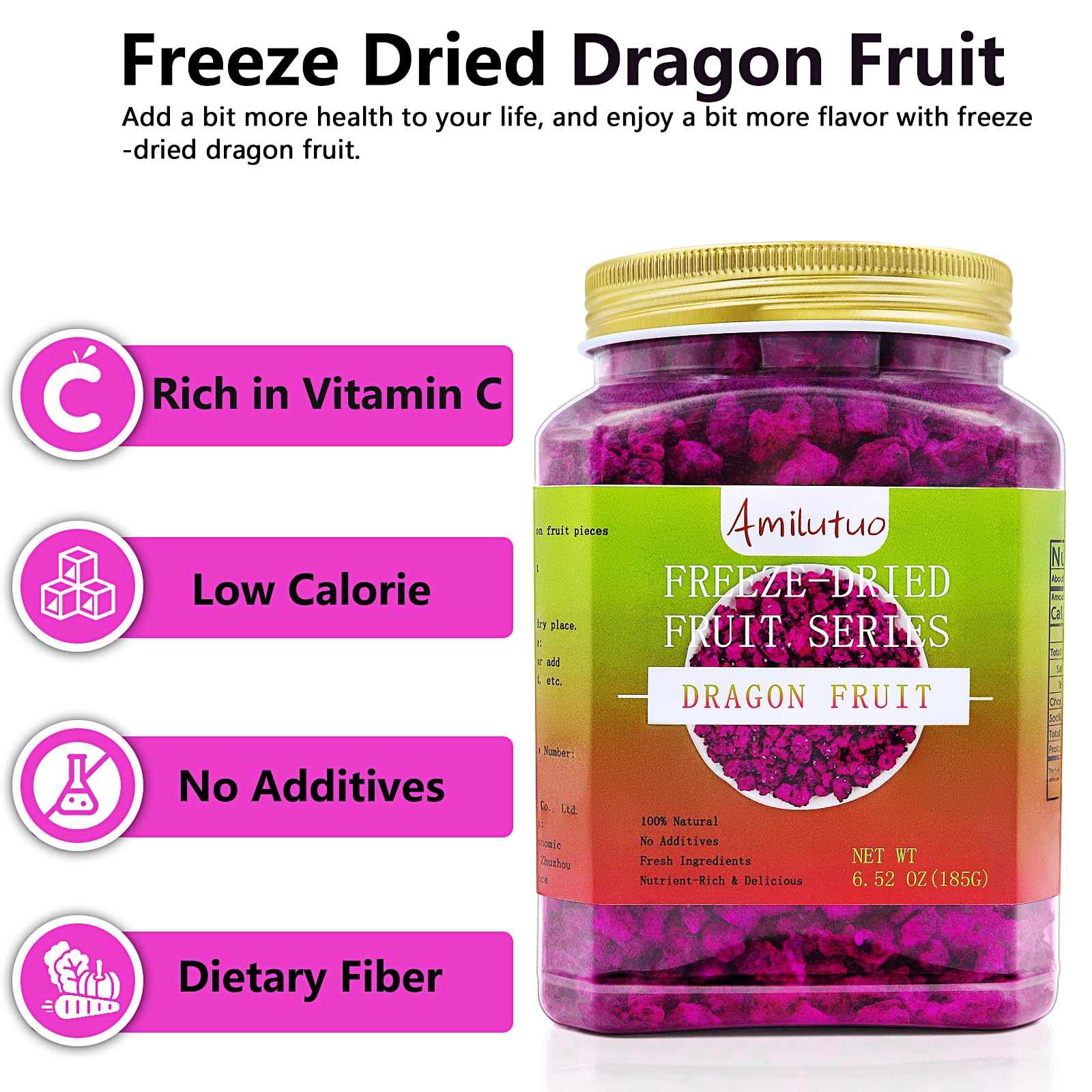 Amilutuo dragon fruit in yogurt or granola for color and texture.