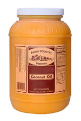 Amish Country Popcorn coconut oil 1 gallon bottle pour for popcorn at home.