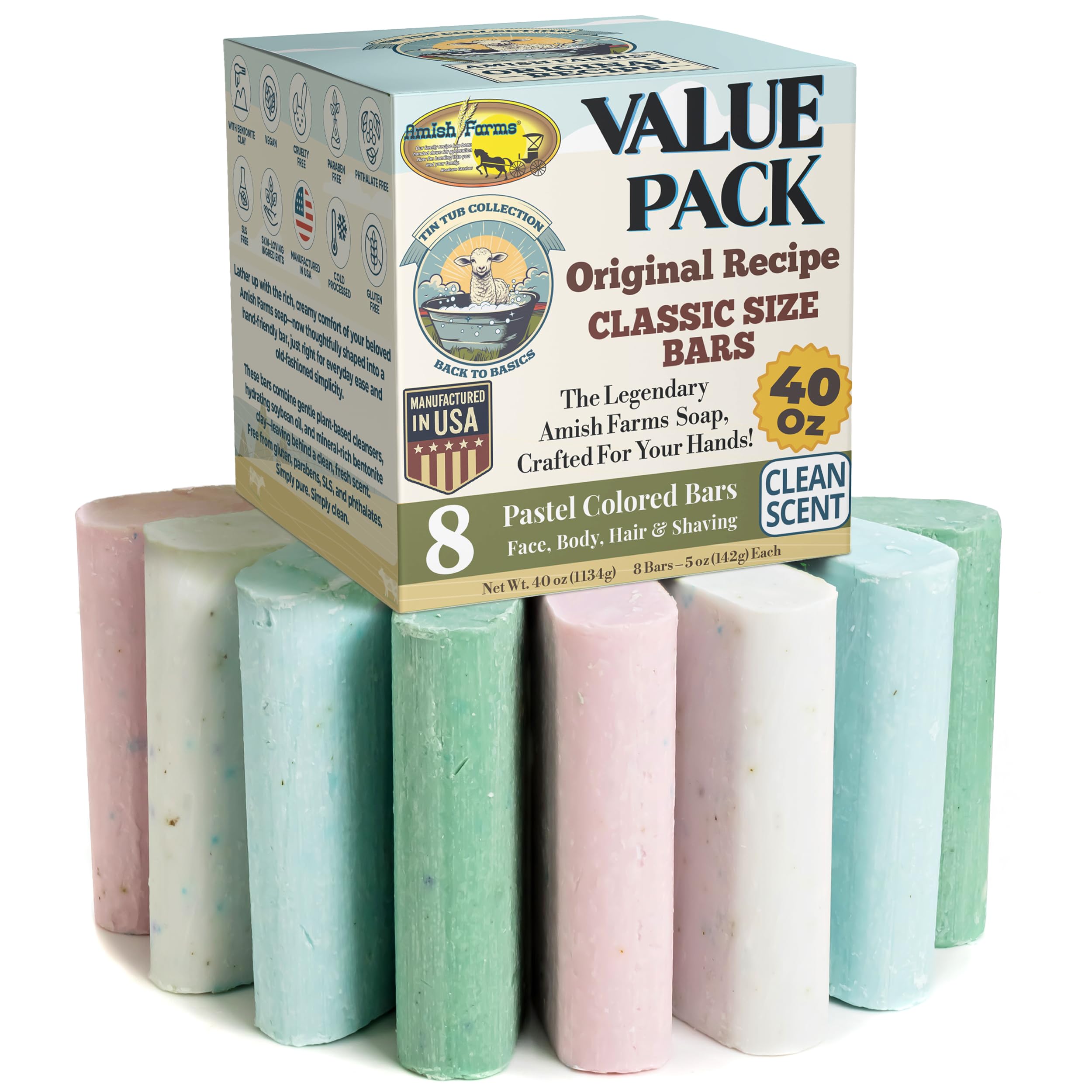 Amish Farms blue bar in hand easy grip for comfortable cleansing