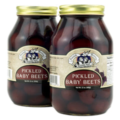 Amish Wedding pickled baby beets jar side view; versatile pantry staple for salads