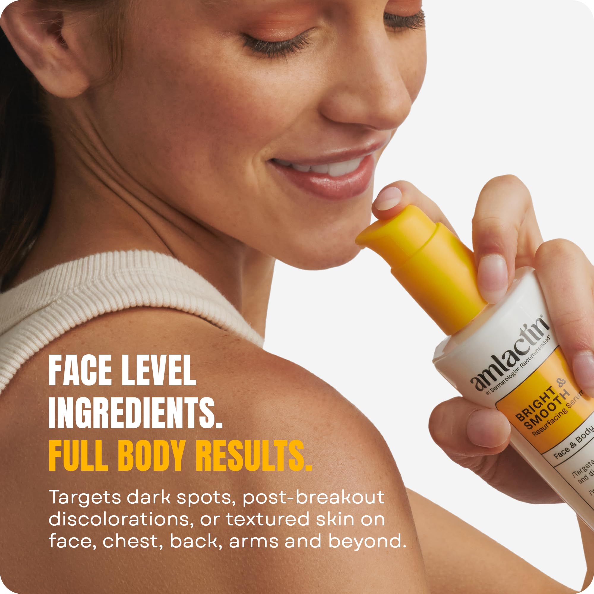 Morning skincare routine featuring AmLactin Bright and Smooth Serum for refreshed skin.