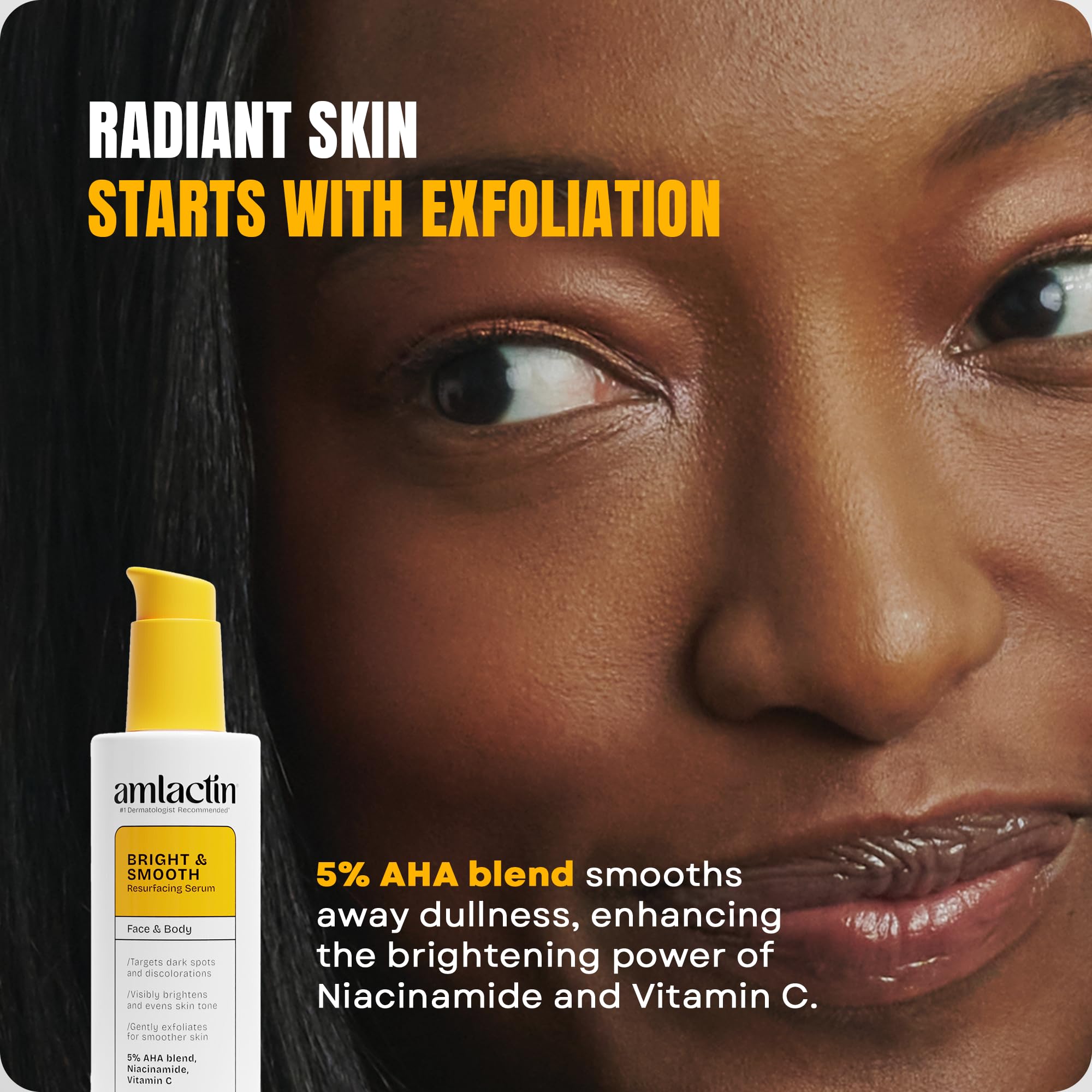 Serum being applied to skin suggesting smoothing and even-looking texture.