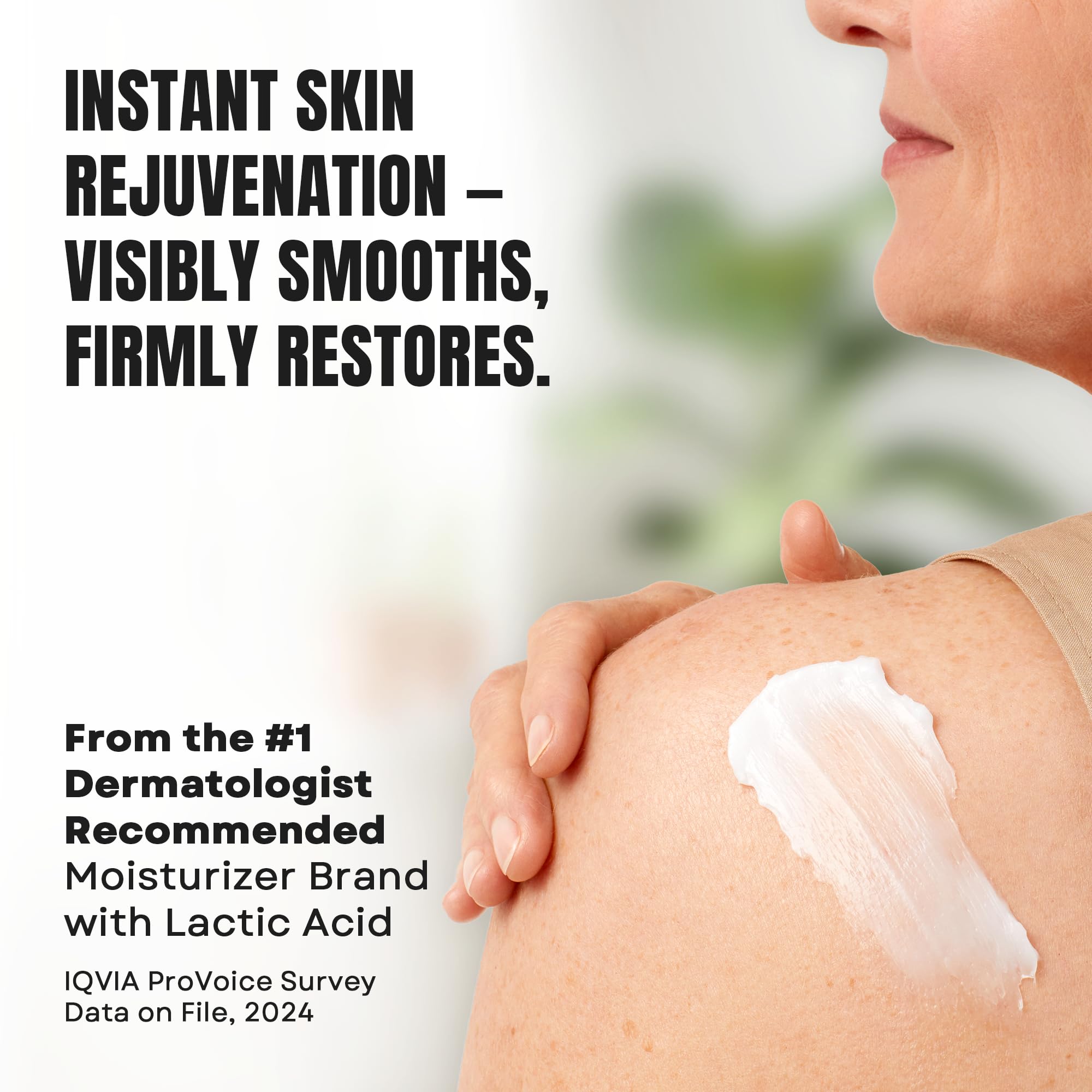 AmLactin Crepe Firming Cream with 15% lactic acid for gentle renewal.