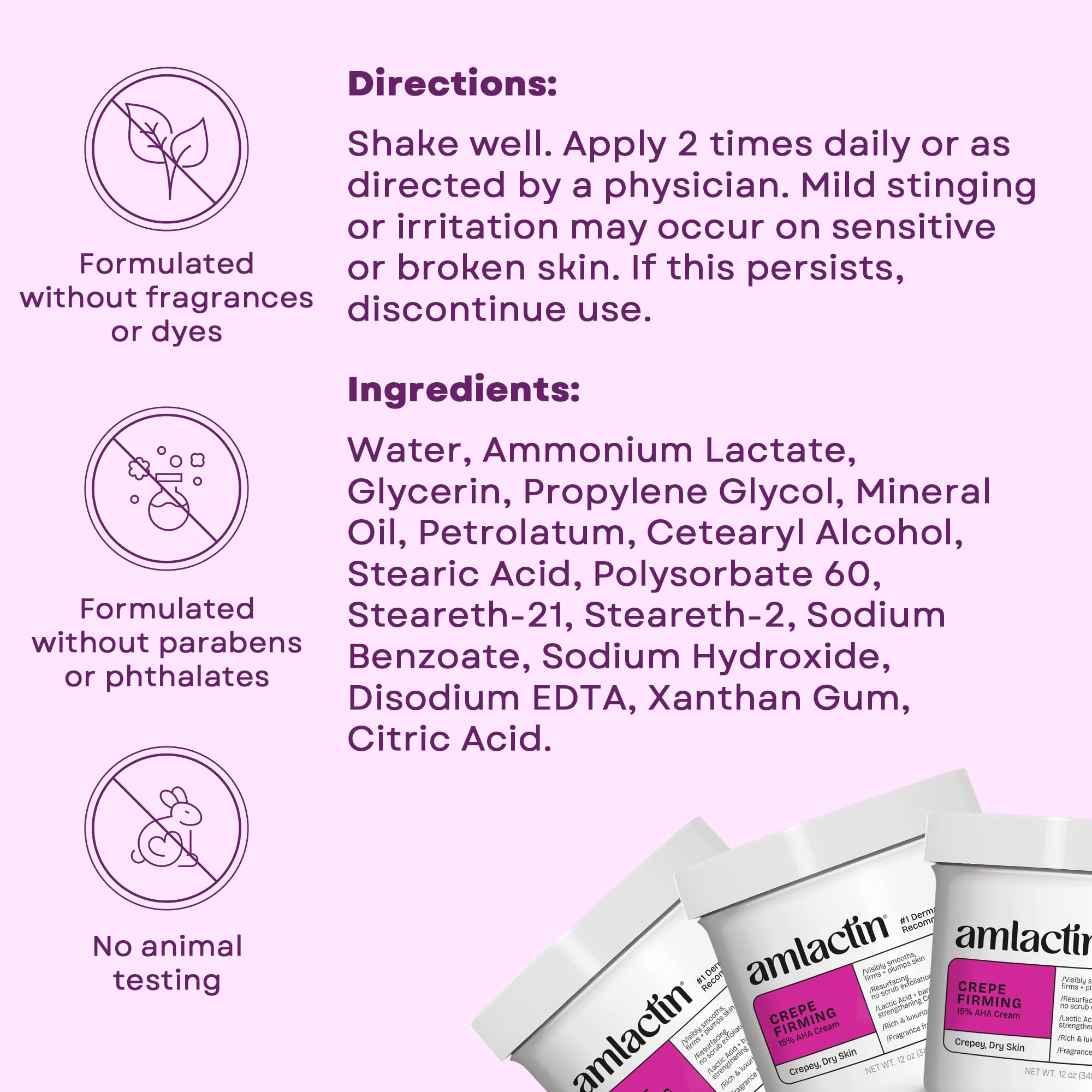 AmLactin Crepe Firming Cream packaging variations display 12 oz size.