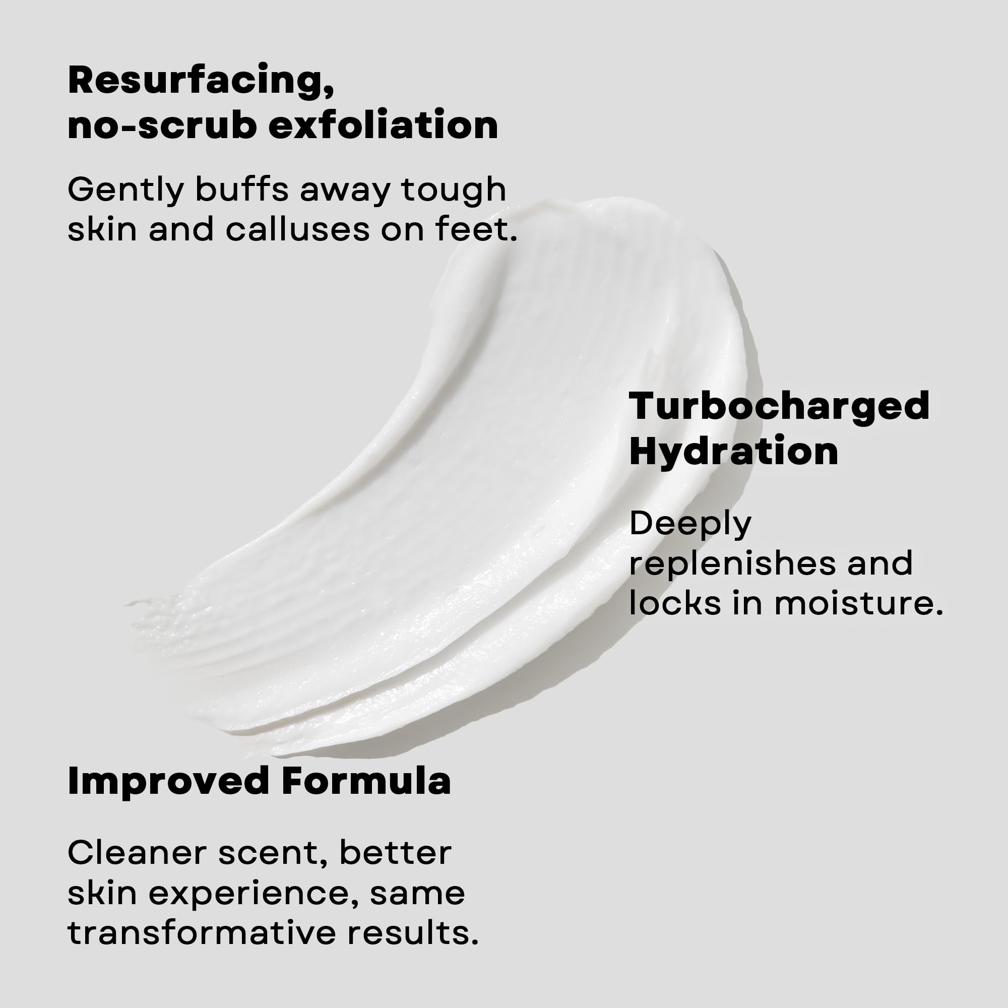 Step-by-step AmLactin foot care application featuring no-scrub exfoliation.