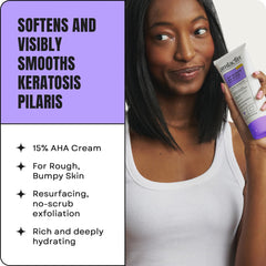 AmLactin 15% lactic acid AHA label indicating KP exfoliation.
