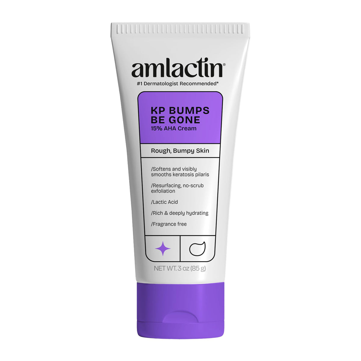 AmLactin KP Bumps Be Gone cream tube for at-home KP relief.