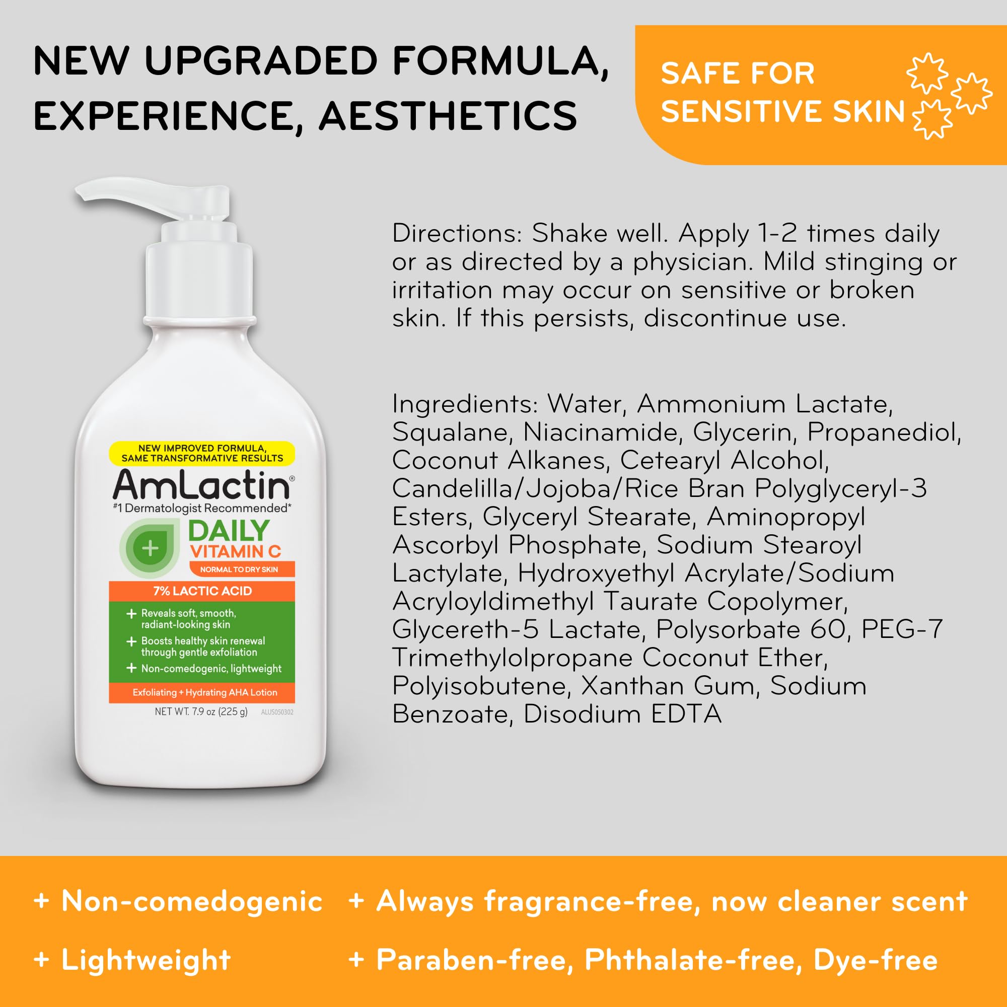 Lightweight, fast-absorbing lotion suitable for normal to dry or sensitive skin.
