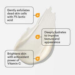 Hands applying AmLactin lotion indicating multitasking exfoliant, moisturizer, and vitamin C source.