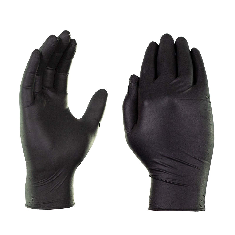 AMMEX Black Nitrile Gloves, 3-mil thickness for flexible wear.
