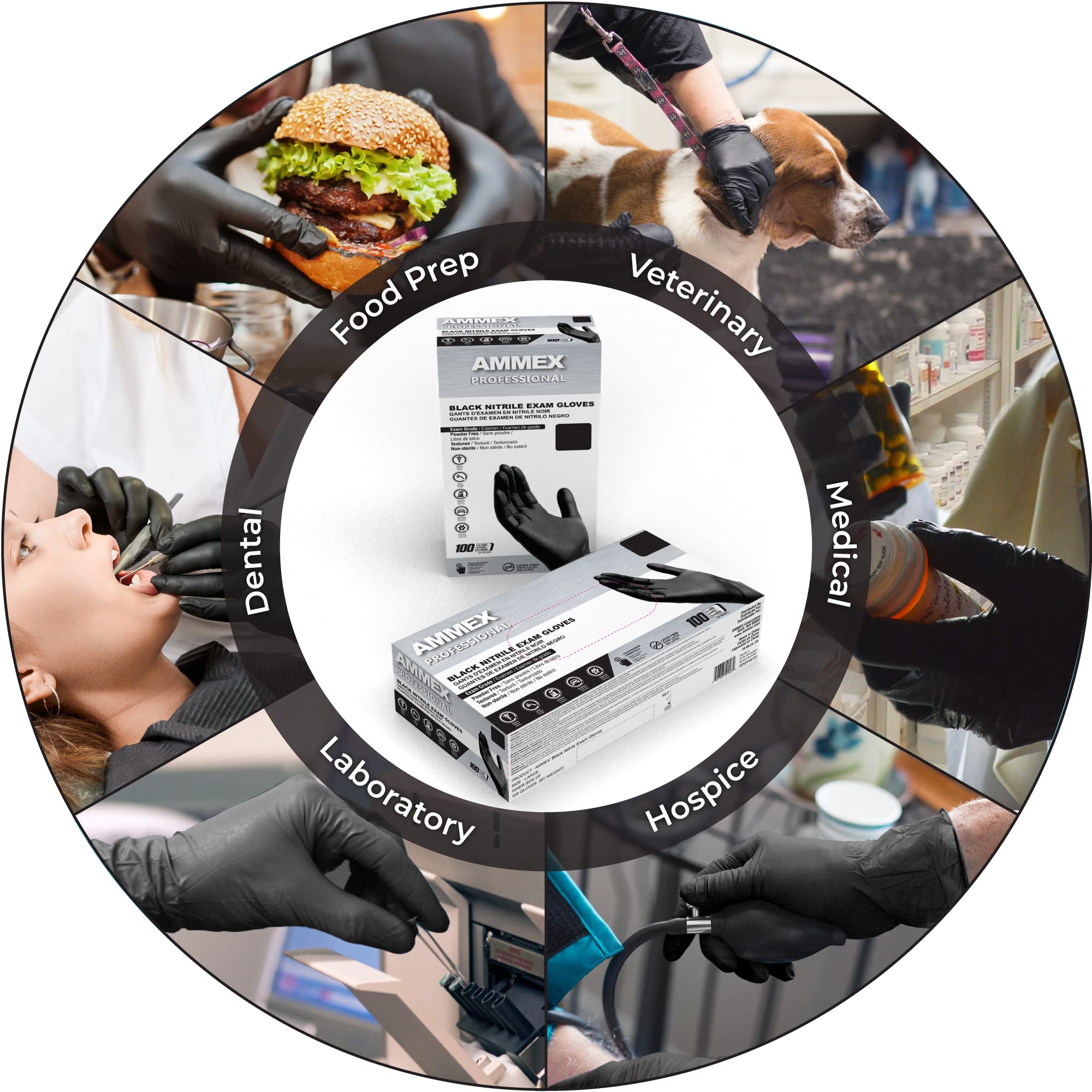 AMMEX Black Nitrile gloves light-duty use for quick chores.