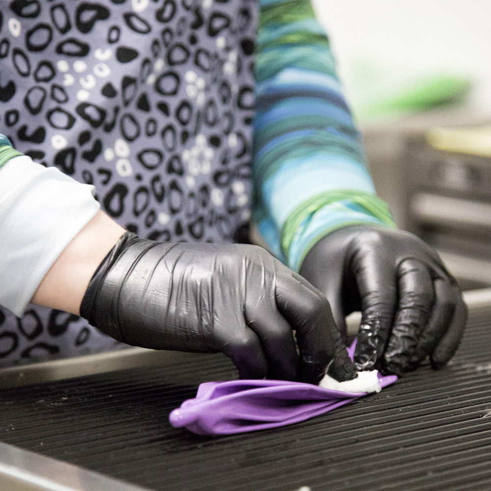AMMEX Black Nitrile gloves blue color option for workflow tagging.