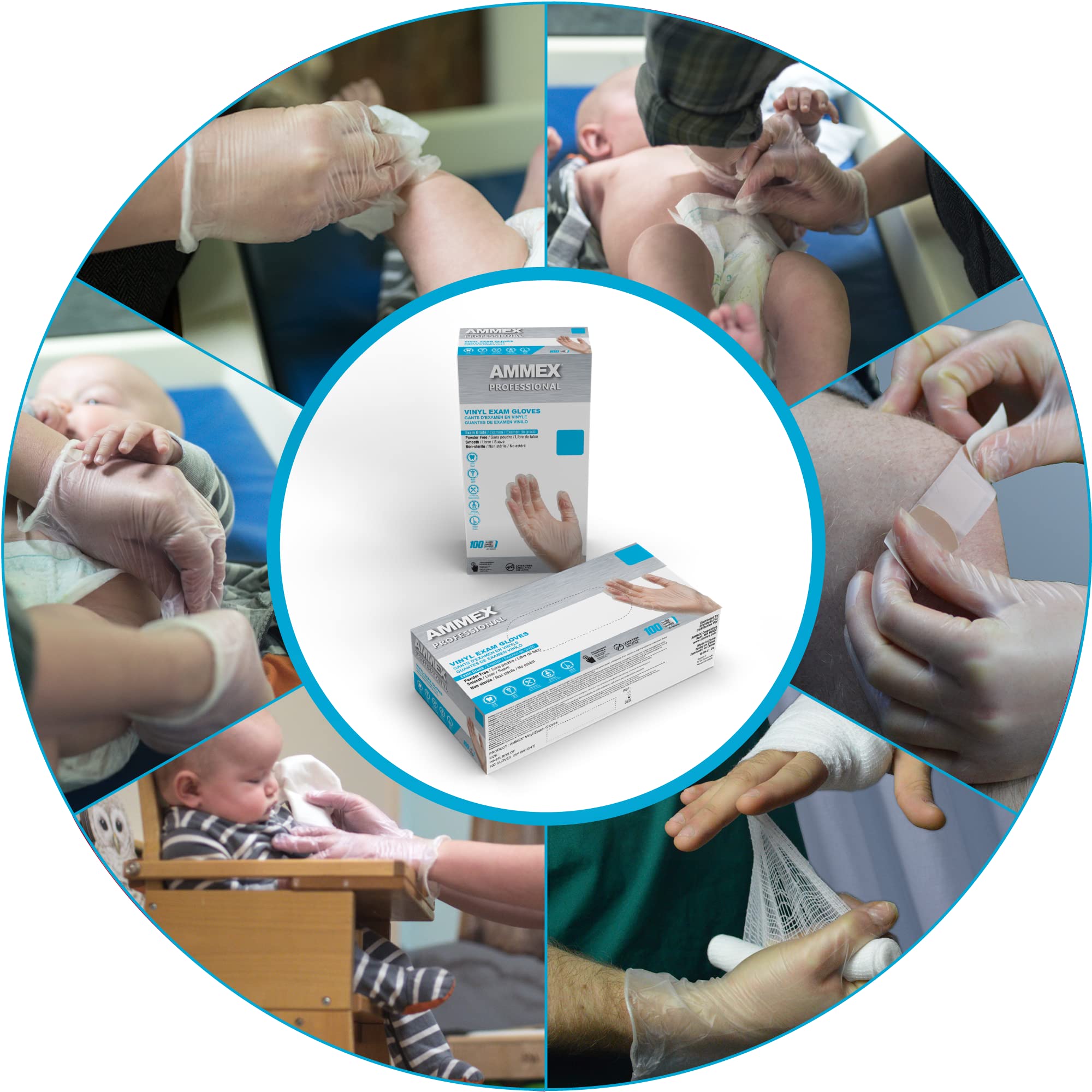 AMMEX clear vinyl gloves ideal for food service and quick handling tasks.