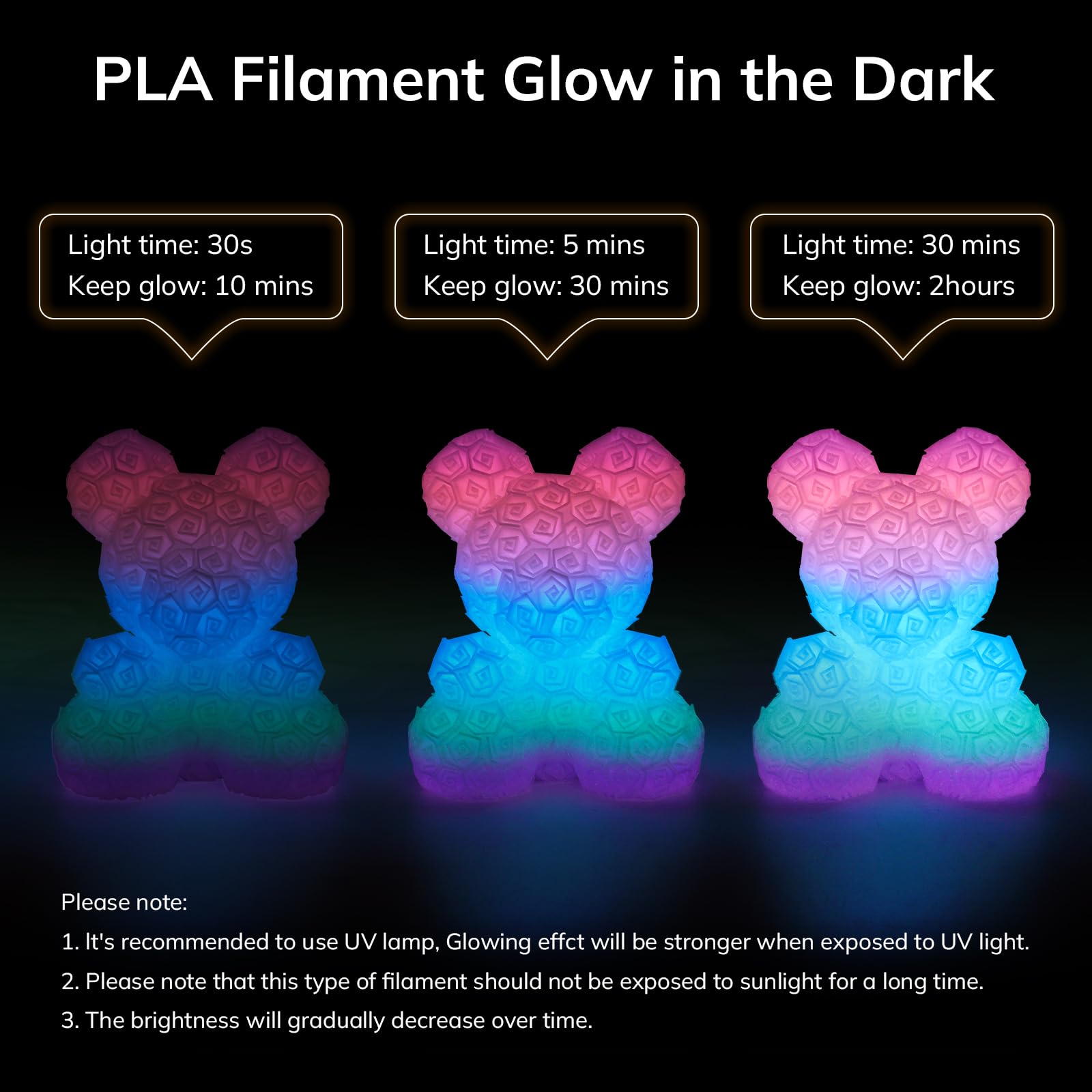 AMOLEN glow filament maintains smooth printing with minimal tangles.