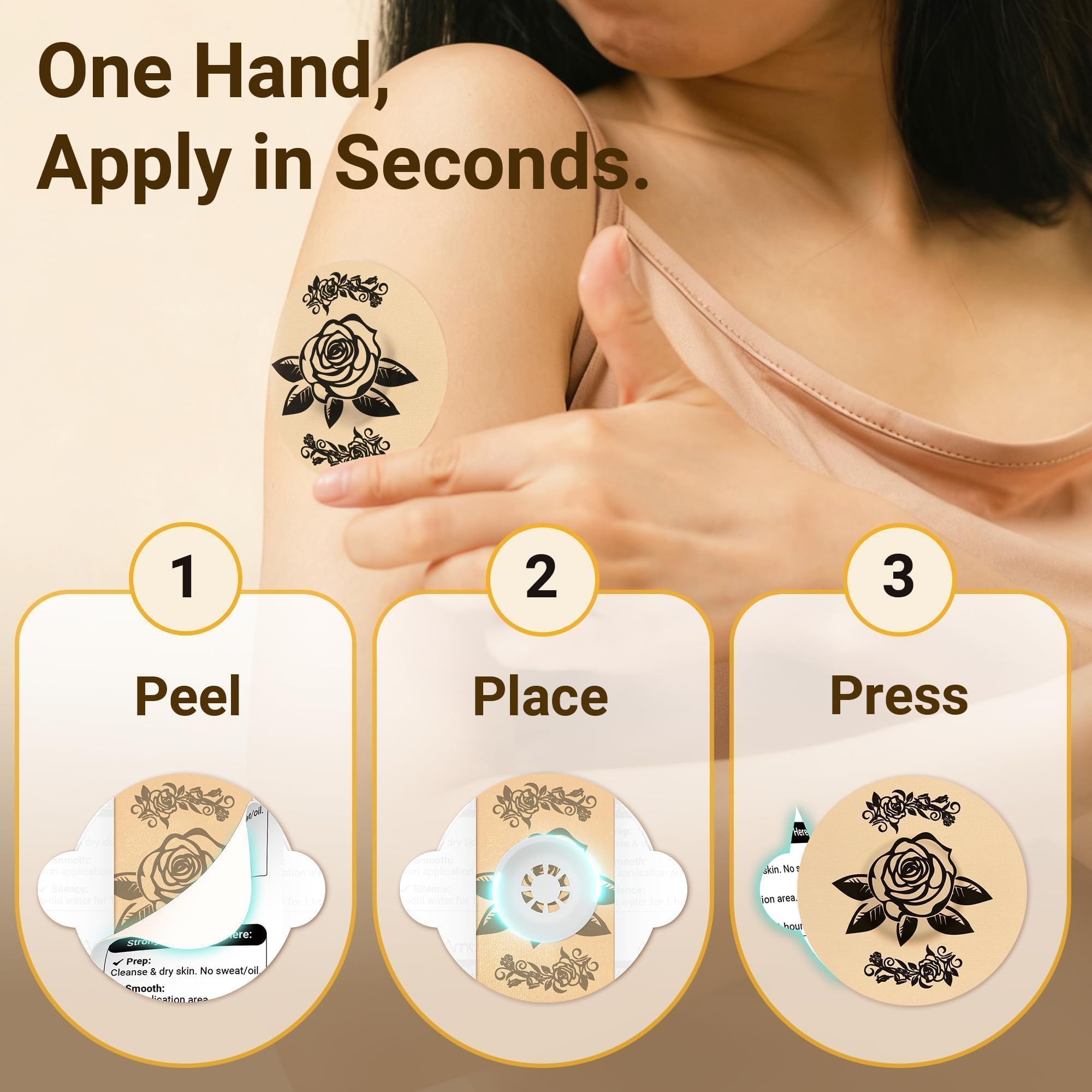 Amolyfe Libre 3 hypoallergenic waterproof adhesive stays secure on sensitive skin