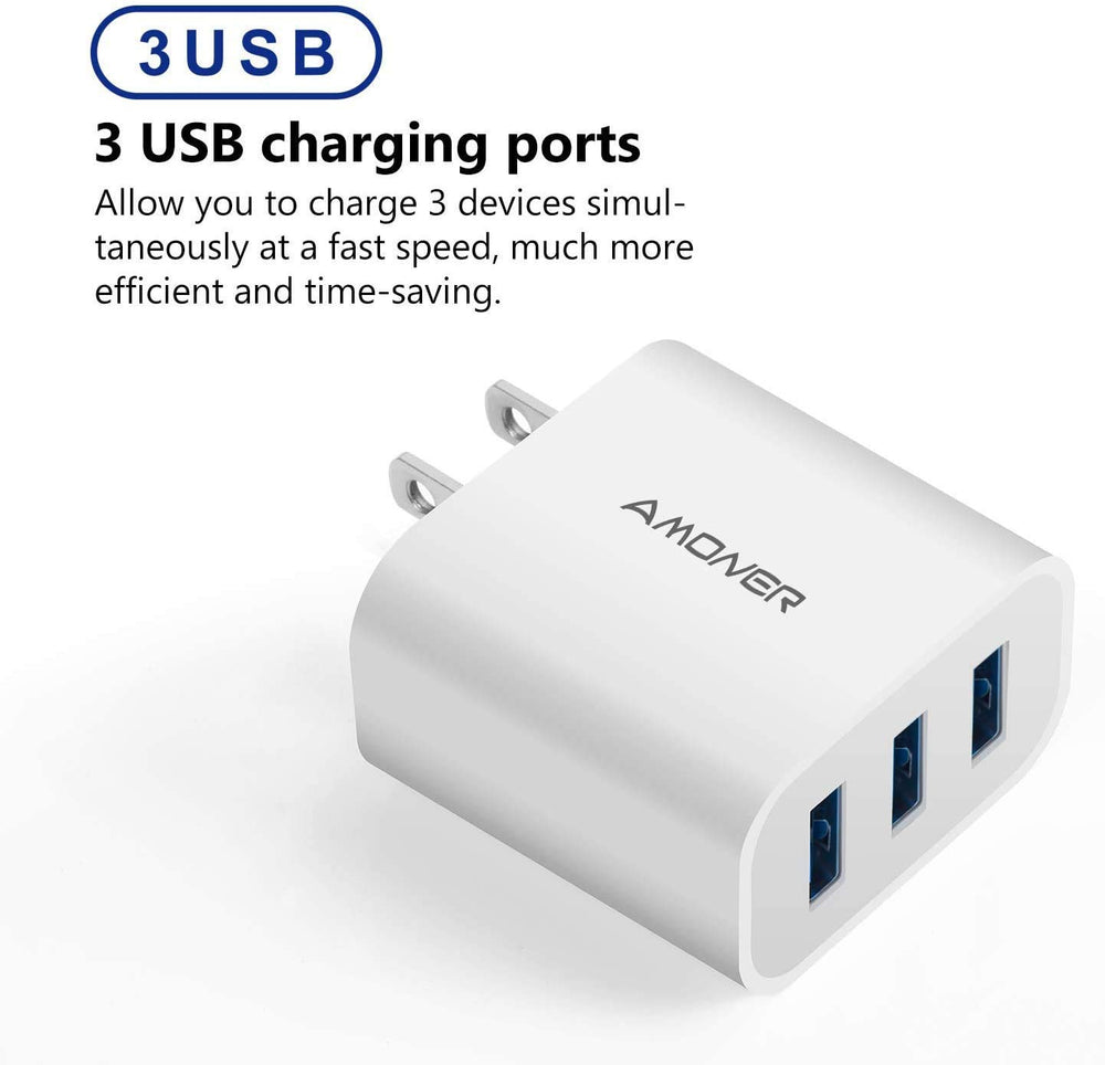 Amoner charger with Smart IC detection delivering fastest port speed.