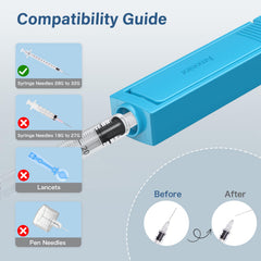 Amonior sharps container needle-clip-inside keeps needles secured after use.