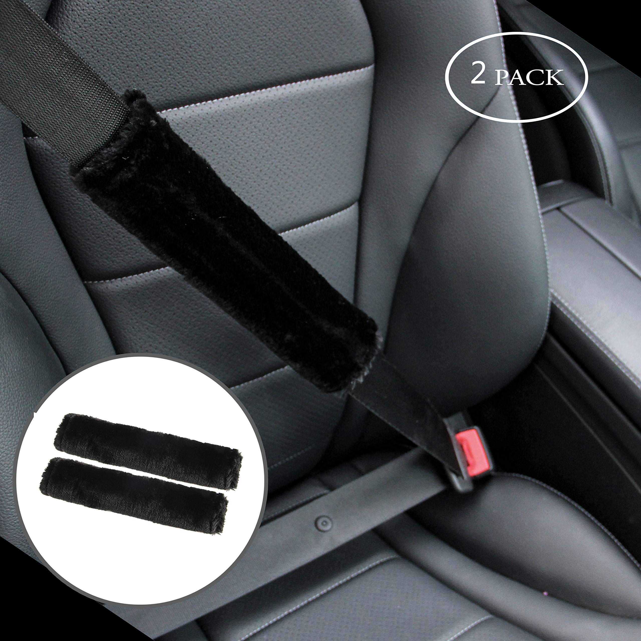 Amooca seatbelt cover closeup shows durable Velcro closure for easy installation.