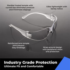 Amoolo Clear Safety Glasses wraparound lenses ensuring unobstructed visibility during tasks