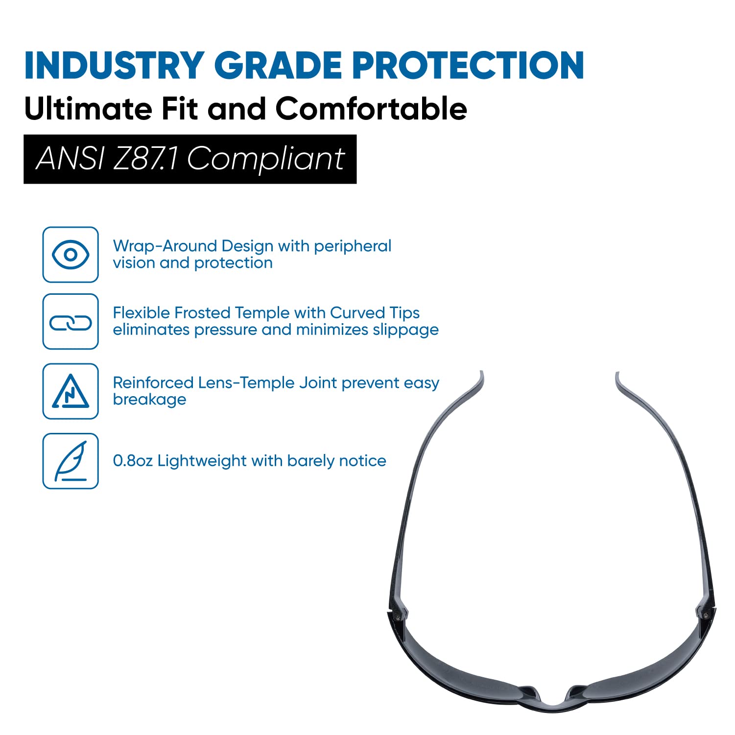 amoolo tinted safety glasses weigh 0.8 ounces for comfortable wear