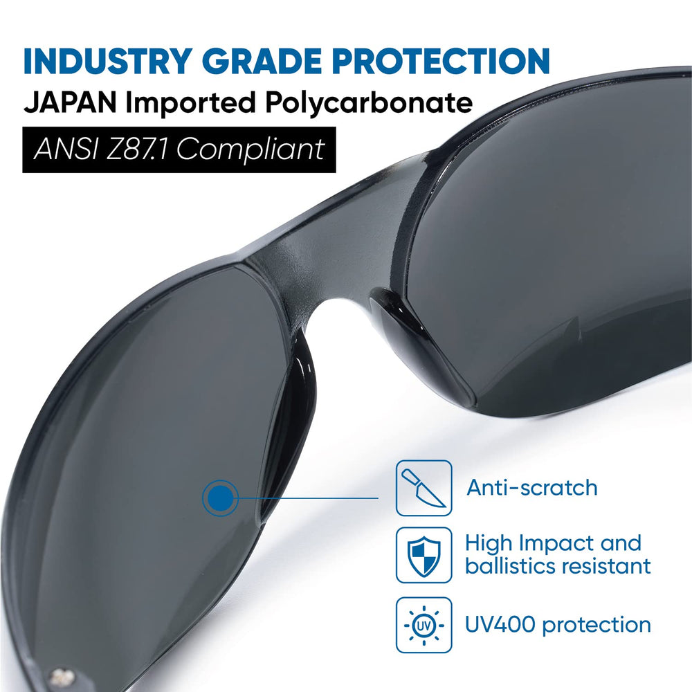 amoolo tinted safety glasses rimless frame for lightweight all-day comfort
