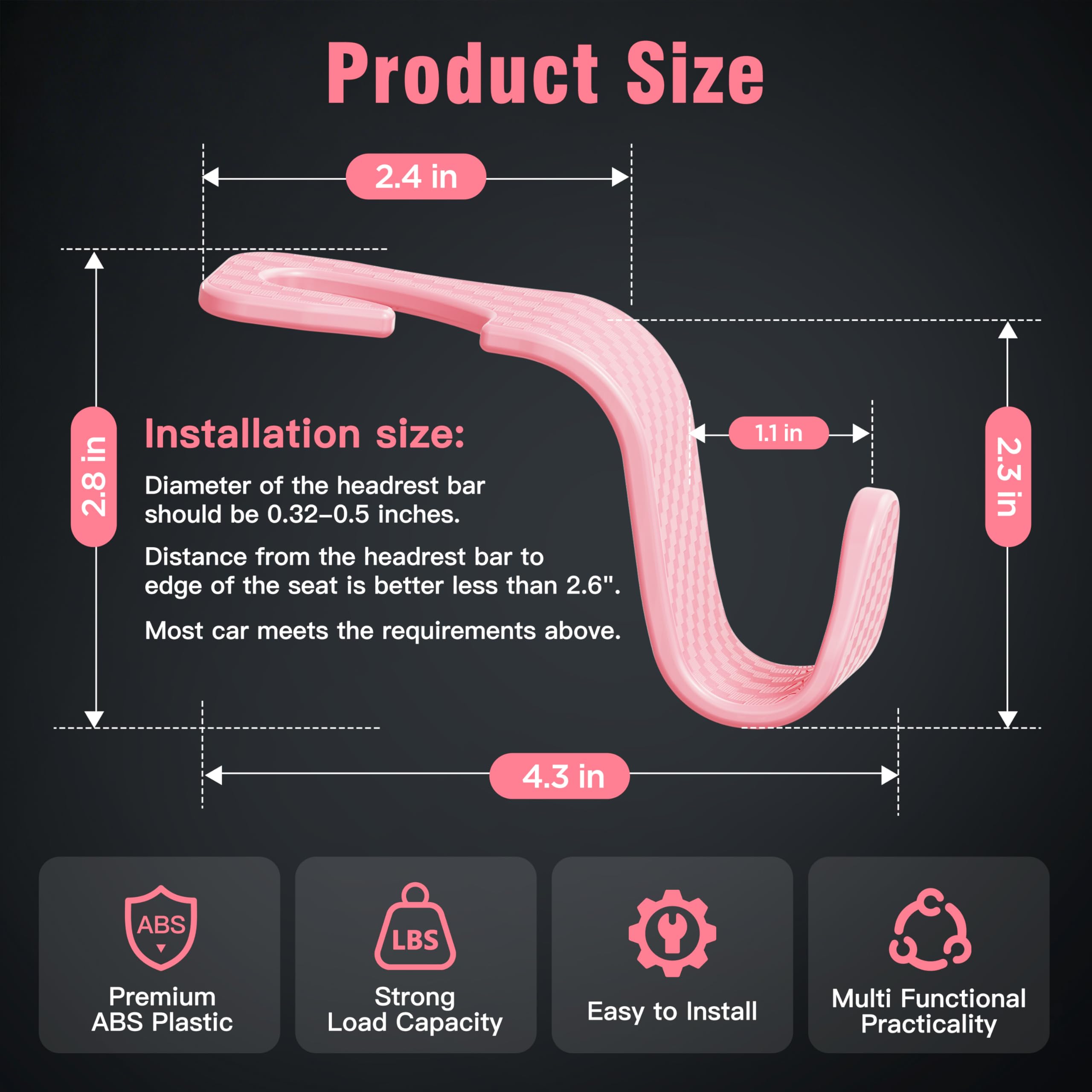 Amooca compact hooks maximize space and interior cleanliness