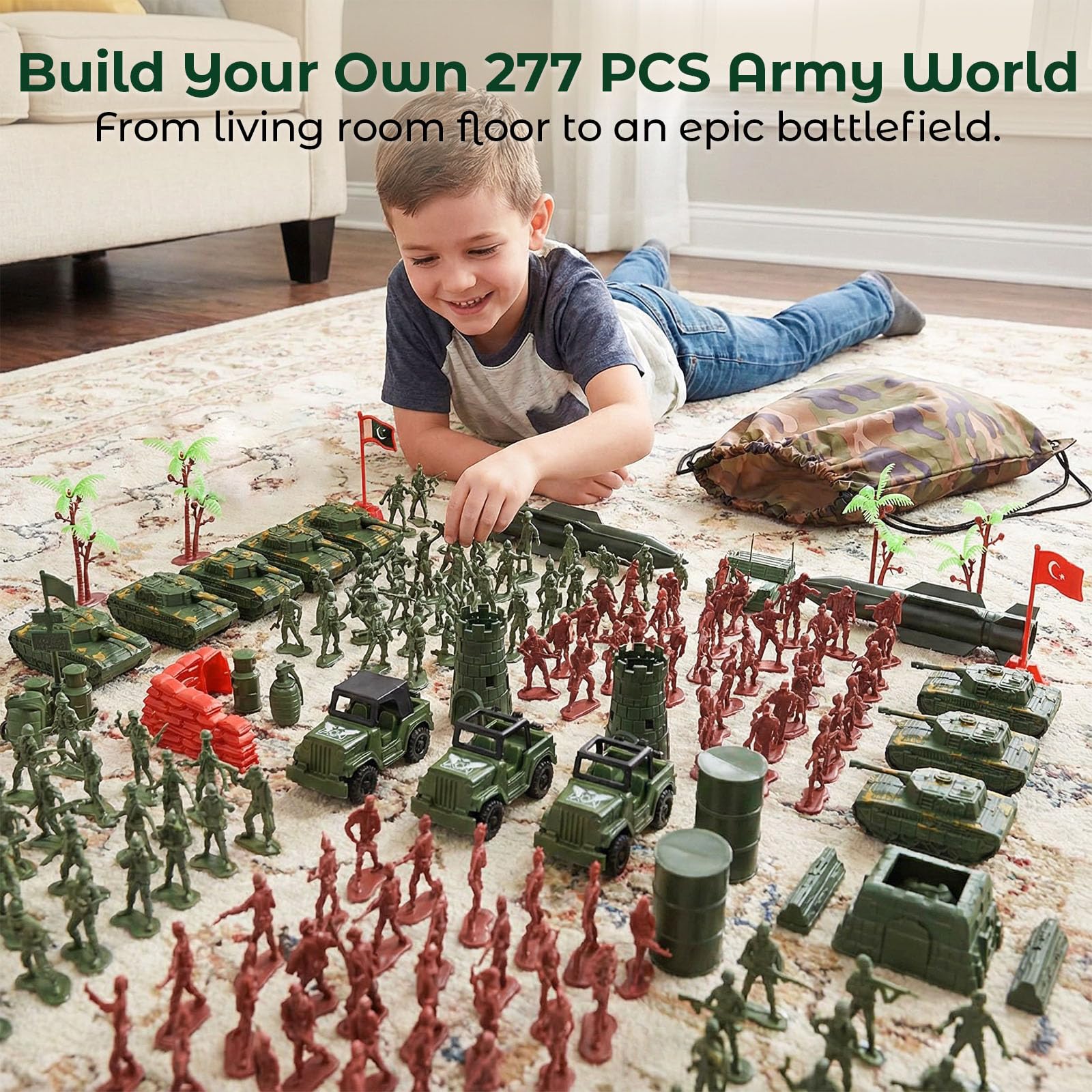 AMOR PRESENT green and red troops with vehicles for cooperative battles
