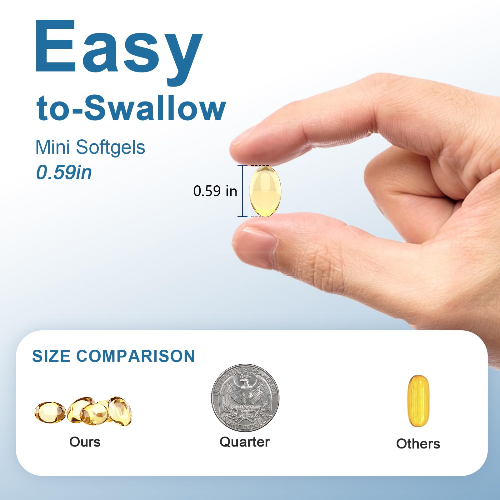 AMORNING fish oil softgels pour showing easy-to-swallow form.