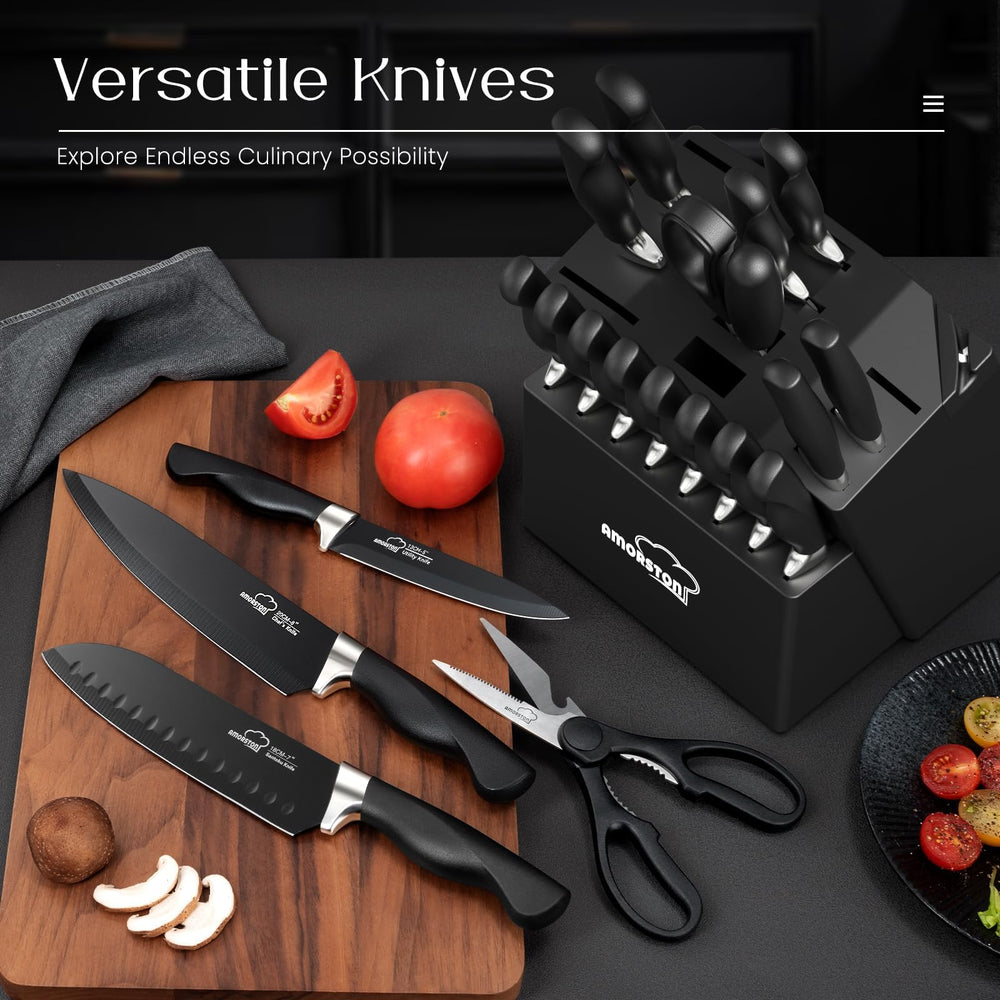 Amorston 8-inch slicing knife delivers clean, even cuts for meal prep.