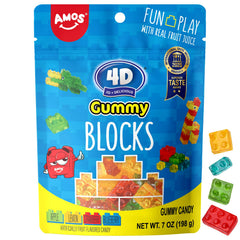AMOS 4D gummy blocks 2-hole brick for creative stacking and snacking